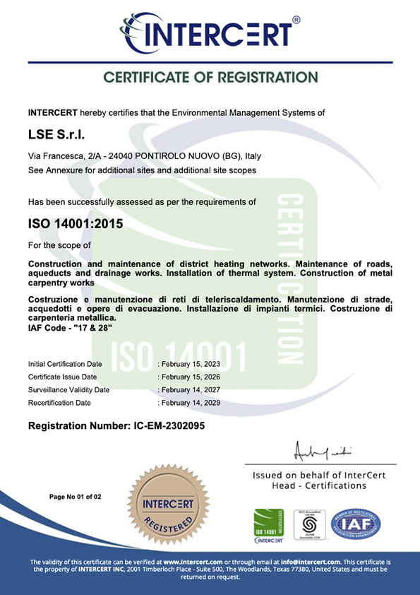 Certificato ISO 14001:2015