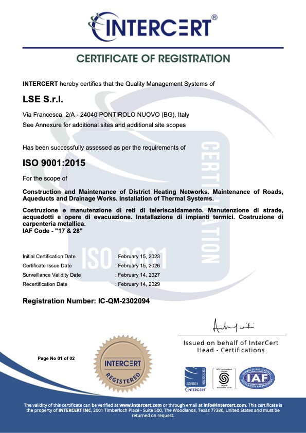 Certificato ISO 9001:2015