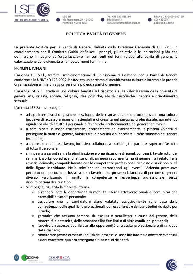 Politica Parità di Genere