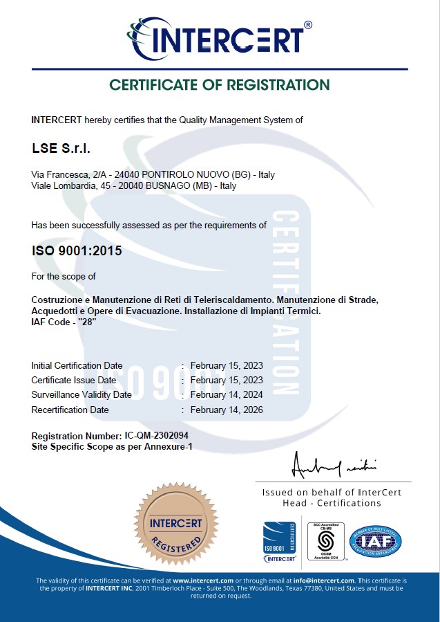 Certificato Qualità ISO 9001:2015
